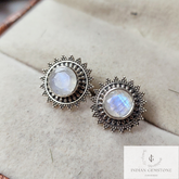 Natural Rainbow Moonstone Stud Earring, 925 Sterling Silver Jewelry, Rainbow Moonstone Bridal Jewelry, Wedding Earring, Post Stud, Gift Idea